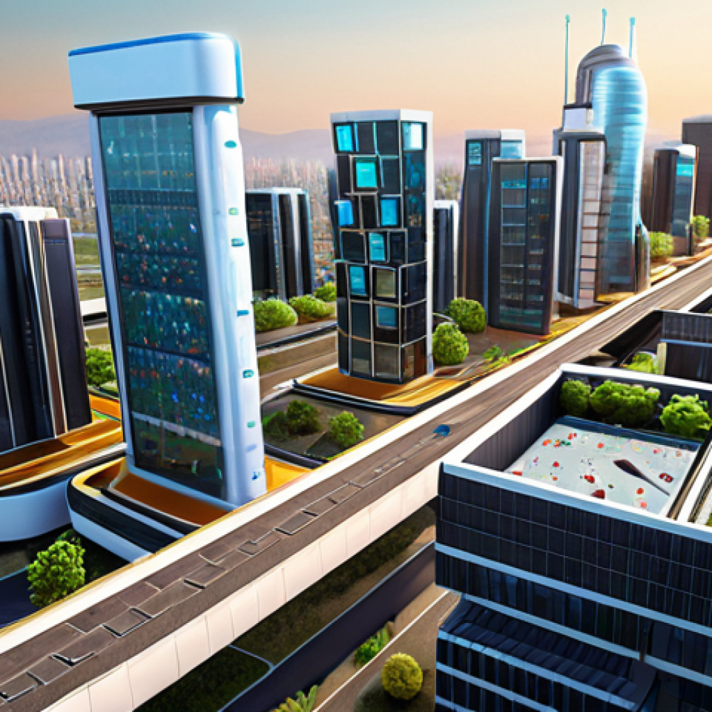 **Preventive Healthcare & Smart City:** A futuristic smart city promoting citizen health through data-driven healthcare, remote diagnostics, and environmental monitoring, with ethical considerations for data privacy.