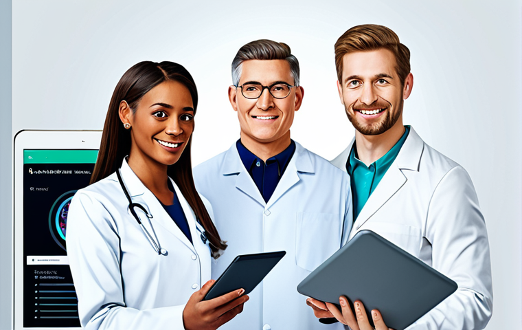 Personalized Healthcare Illustration**
"A diverse group of fully clothed individuals using personalized healthcare technology: one is getting a DNA test, another is using a fitness tracker, and a third is consulting with an AI-powered health app on a tablet. Background shows a clean, modern medical clinic. Safe for work, appropriate content, professional illustration, perfect anatomy, correct proportions, well-formed hands, proper finger count, natural body proportions, fully clothed in modest and appropriate attire, family-friendly."
**